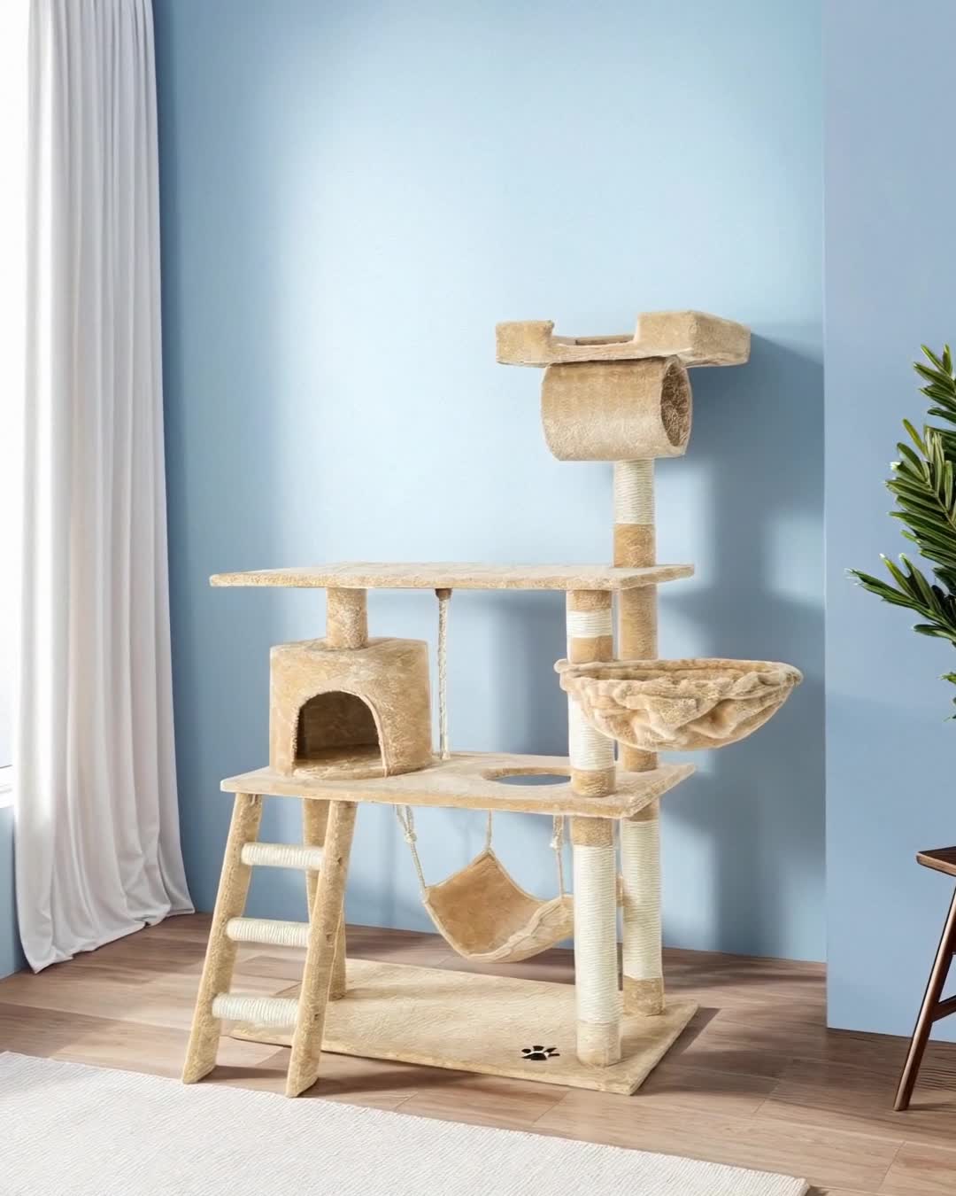 tectake® Kratzbaum Marcel 141 cm inklusive Treppe, Produktbild-Vorschau 7