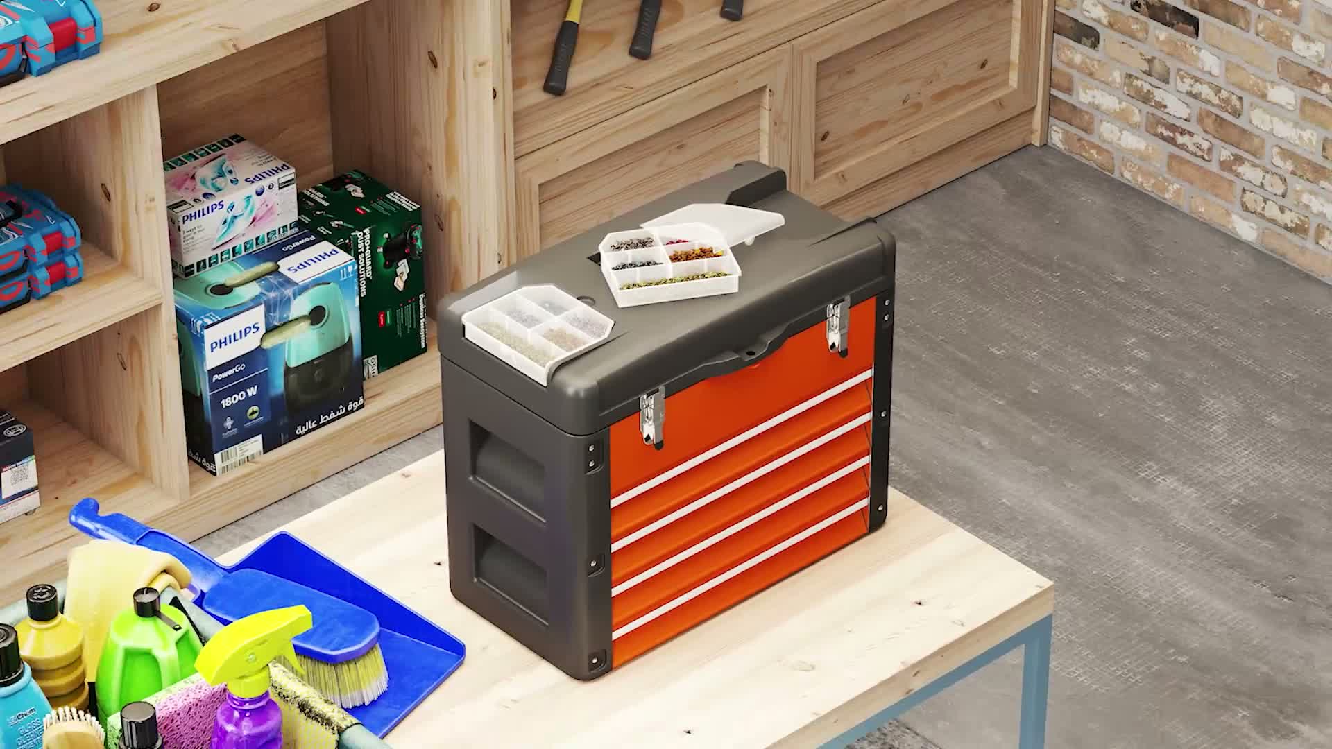 HOMCOM Werkzeugkoffer Leer Werkzeugkiste mit 6 Schubladen Produktbild-Vorschau 7