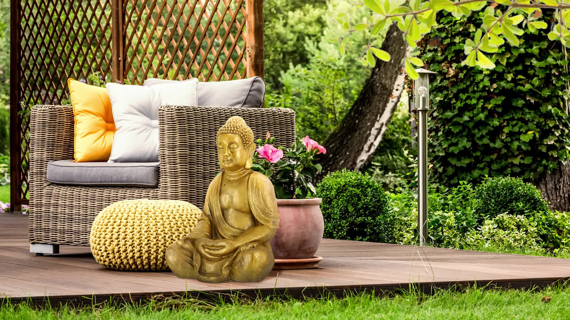 Relaxdays Buddha Figur Garten, wetterfest, frostsicher, XL Produktbild-Vorschau 7