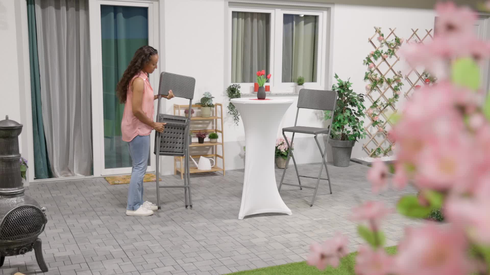 Relaxdays Barhocker klappbar, 2er Set, Rattan-Optik, Produktbild-Vorschau 7