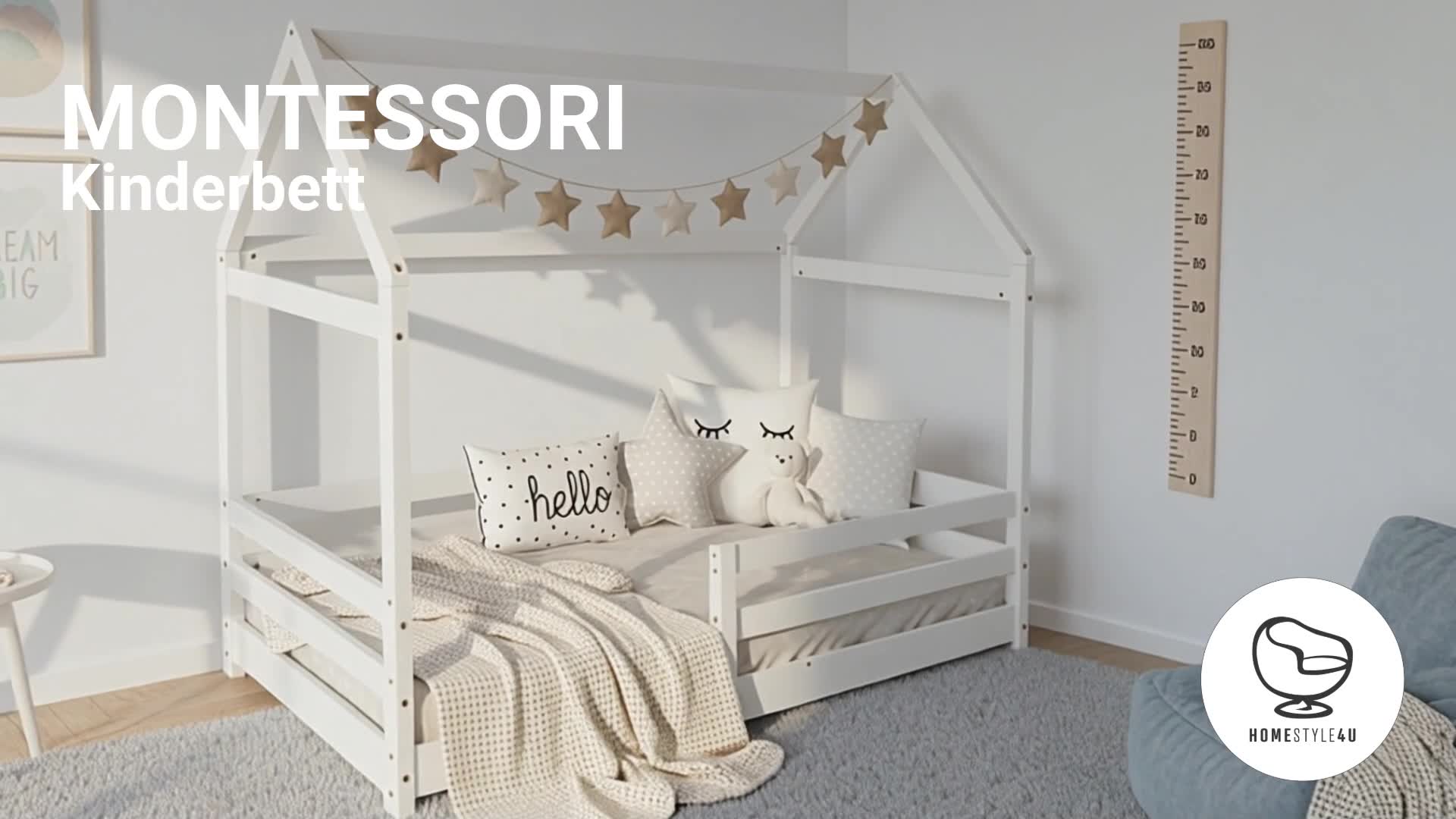 Homestyle4u Kinderbett 80x160 mit Rausfallschutz Hausbett Produktbild-Vorschau 7