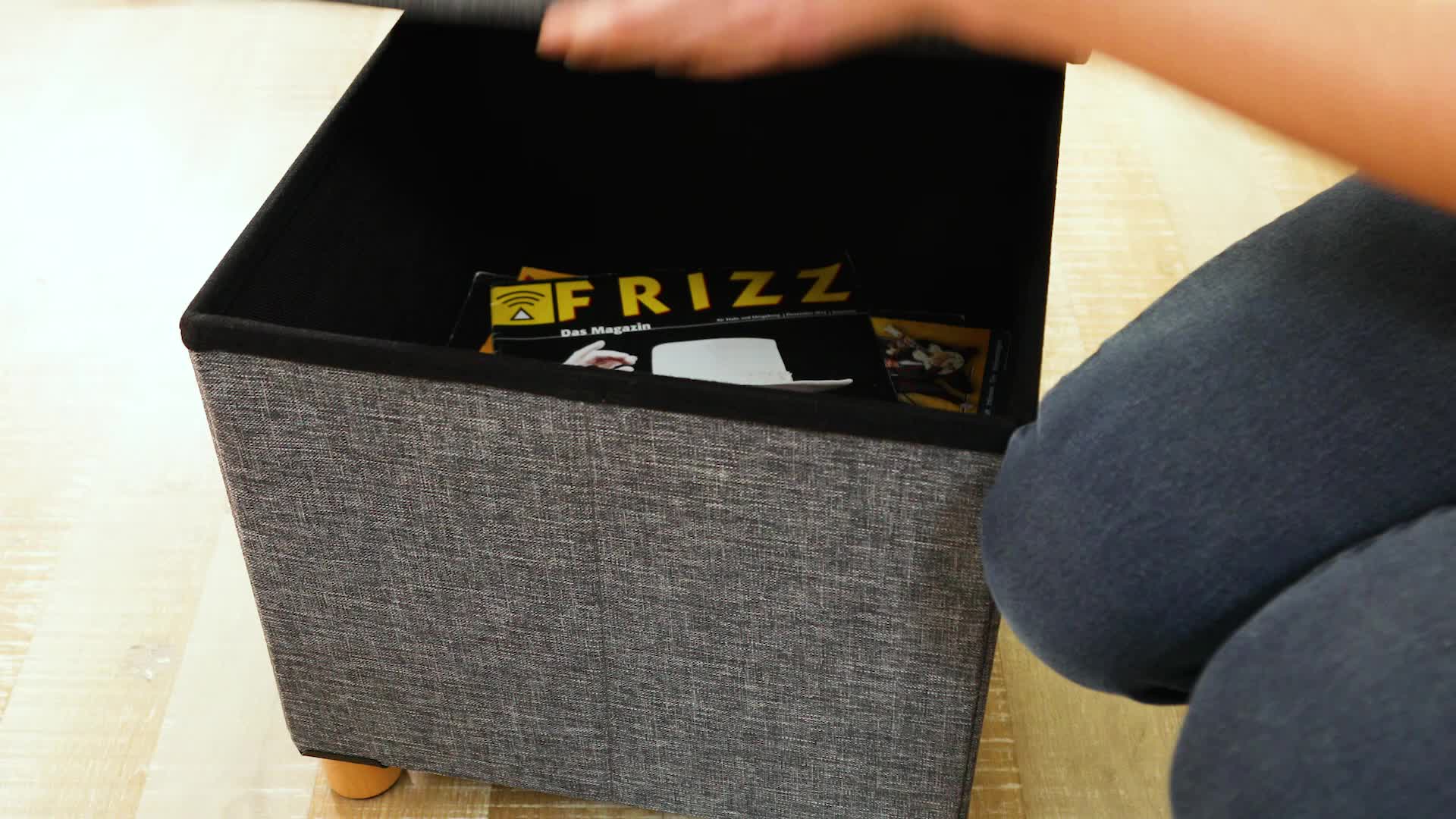 Relaxdays Sitzhocker mit Stauraum, weich gepolstert, Produktbild-Vorschau 7