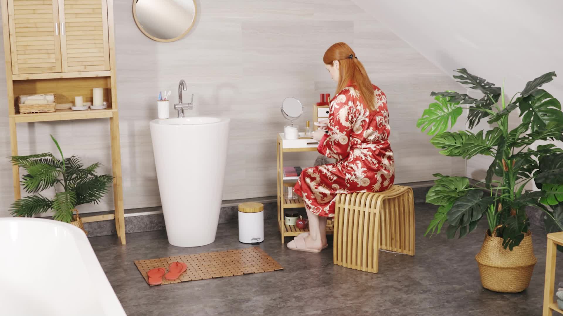 Relaxdays Mülleimer Bad, 3 l, Kosmetikeimer mit Produktbild-Vorschau 7