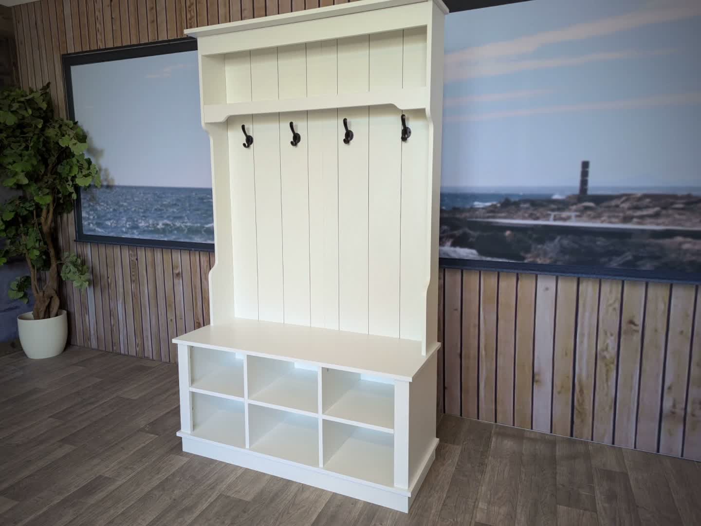 Garderobe MCW-P26, Flurgarderobe Holzgarderobe Sitzbank, 4 Produktbild-Vorschau 7