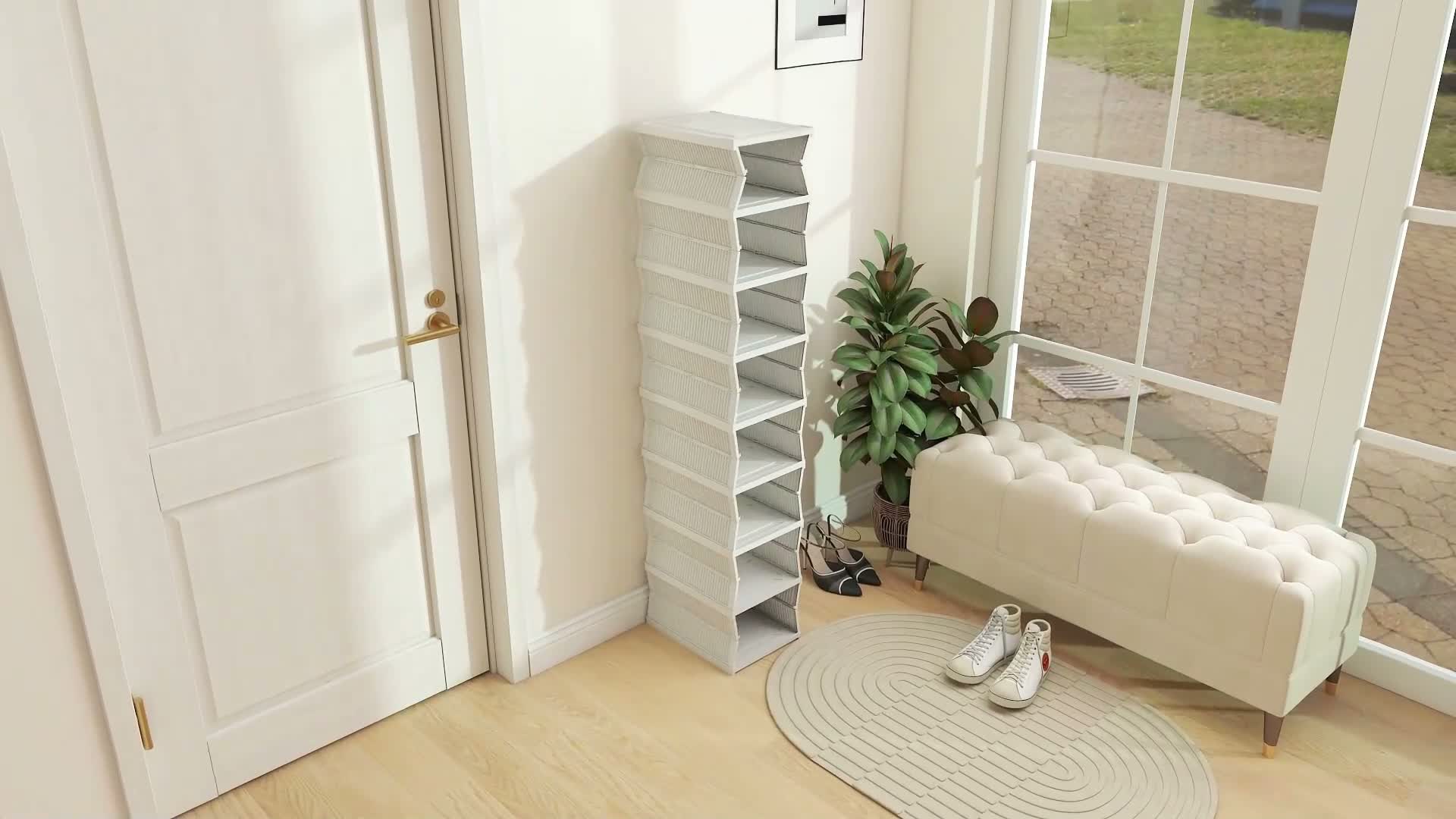 HOMCOM Schuhboxen Stapelbare, Faltbar 8 Stück Produktbild-Vorschau 7