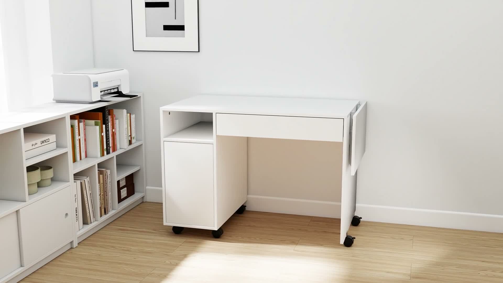 HOMCOM Rollbarer Computertisch klappbarer Schreibtisch mit Produktbild-Vorschau 7