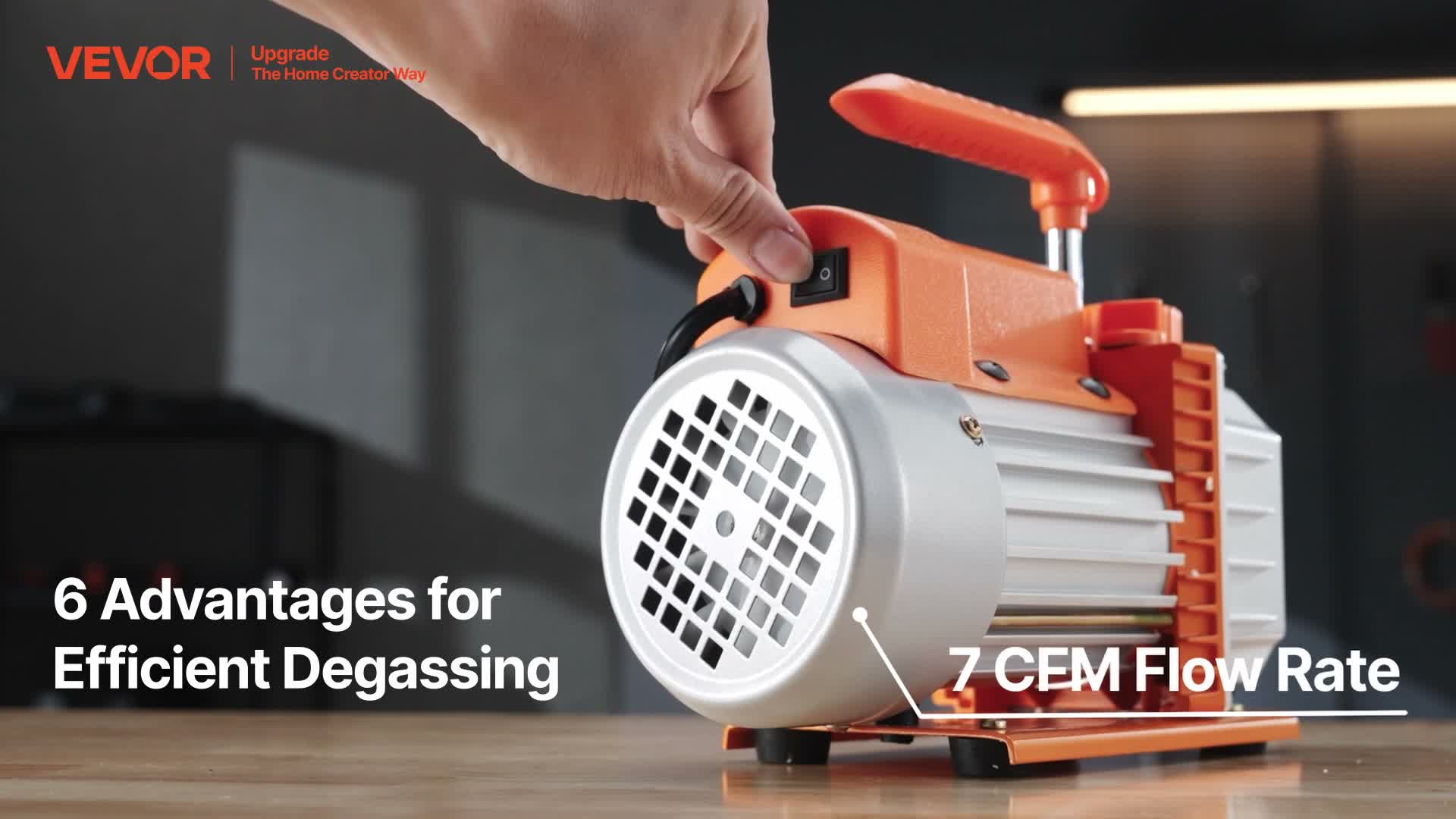 VEVOR Vakuumpumpe, 7 CFM 198 L/min, 2-stufig, 550 W Produktbild-Vorschau 7