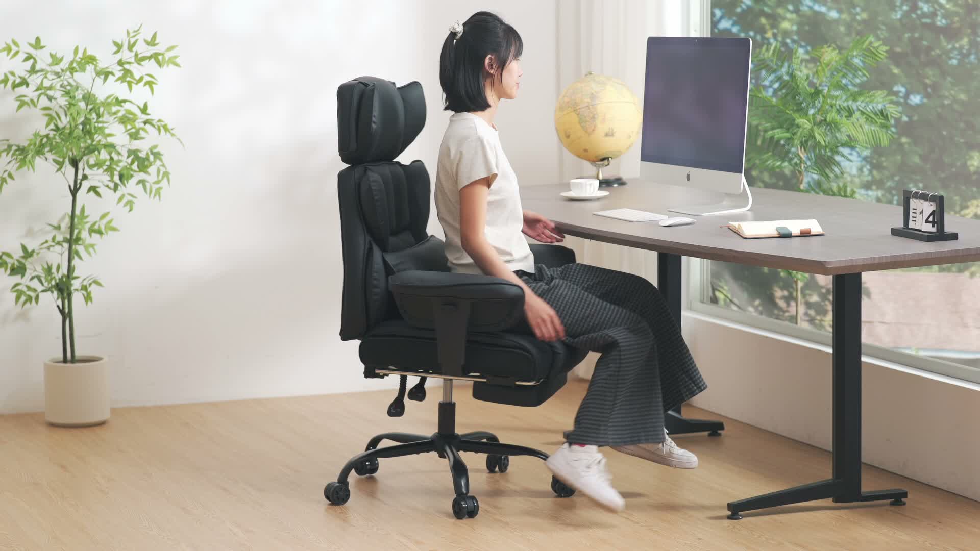 HOFFREE Ergonomischer Leder Bürostuhl, hoher XXL Drehstuhl Produktbild-Vorschau 7