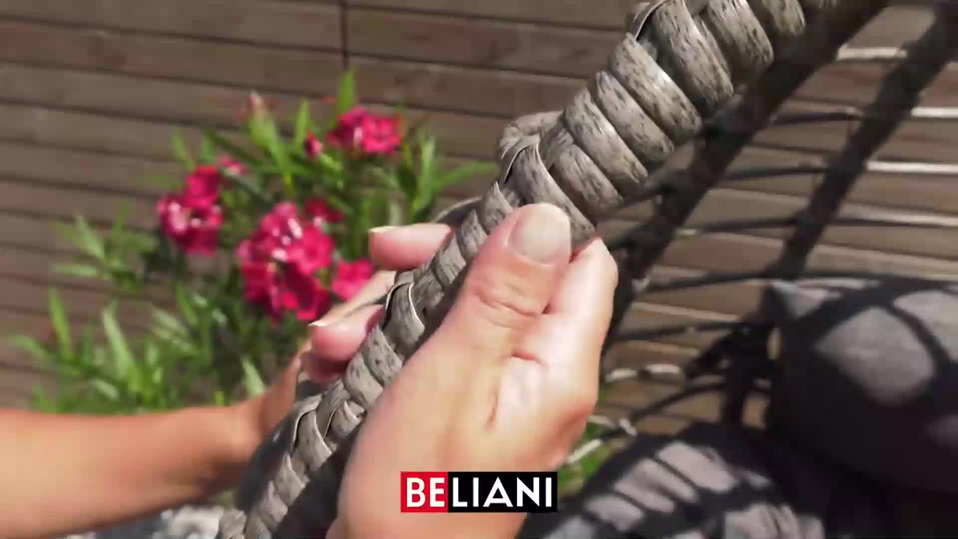 BELIANI Hängesessel Beige Rattan inkl. Kissen Korbsessel Produktbild-Vorschau 6