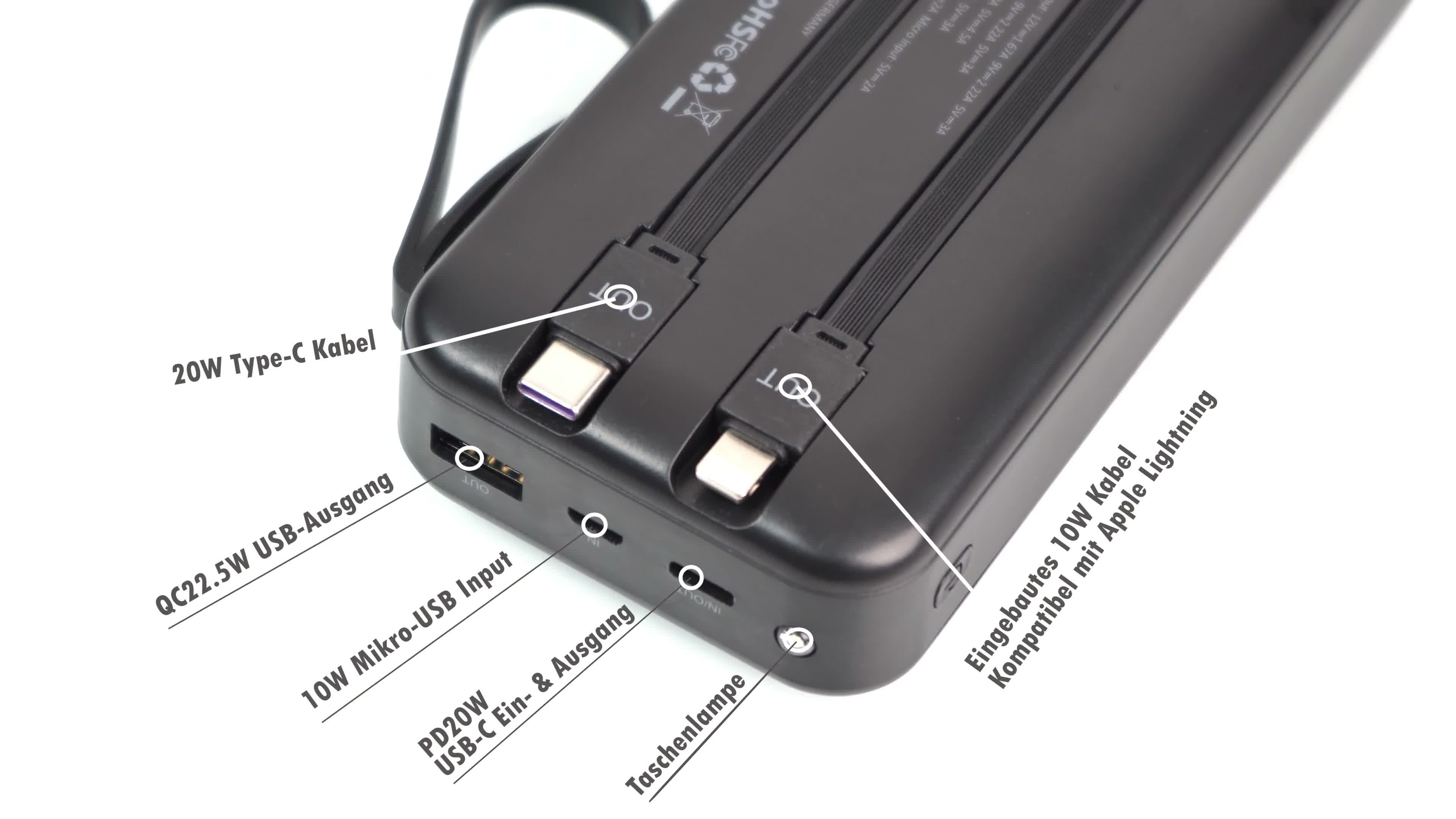 VIESTA® Powerbank 20.000 mAh Weiß Schnellladen 22,5 W PD Produktbild-Vorschau 7