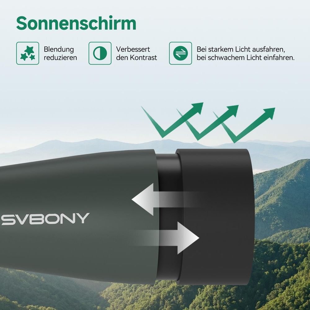 Svbony SV28A Spektiv, 100mm Großer Durchmesser, 25-75X-Monokulare Ferngläser, mit Handyhalterung Tragetasche für Tierbeobachtung, Sportschützen