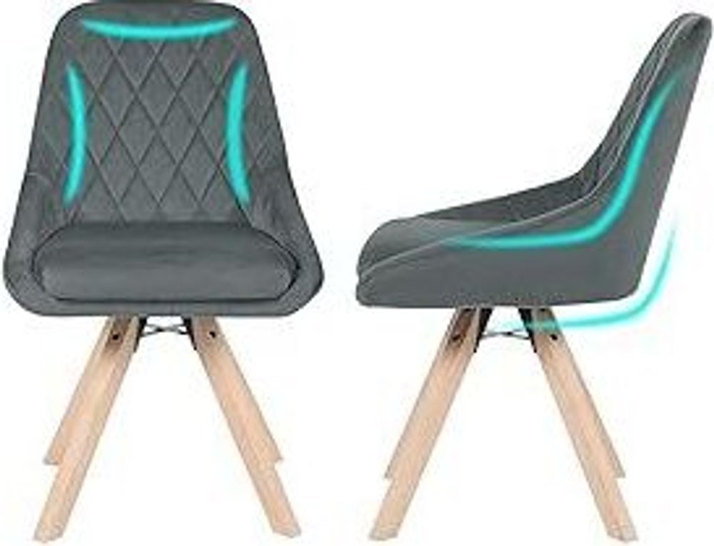 WOLTU 2er Set Esszimmerstühle drehbar, Drehstuhl, Küchenstuhl, Polsterstuhl mit Samtbezug, Wohnzimmerstuhl, Design Stuhl, Beine aus Buchenholz, Schwarz