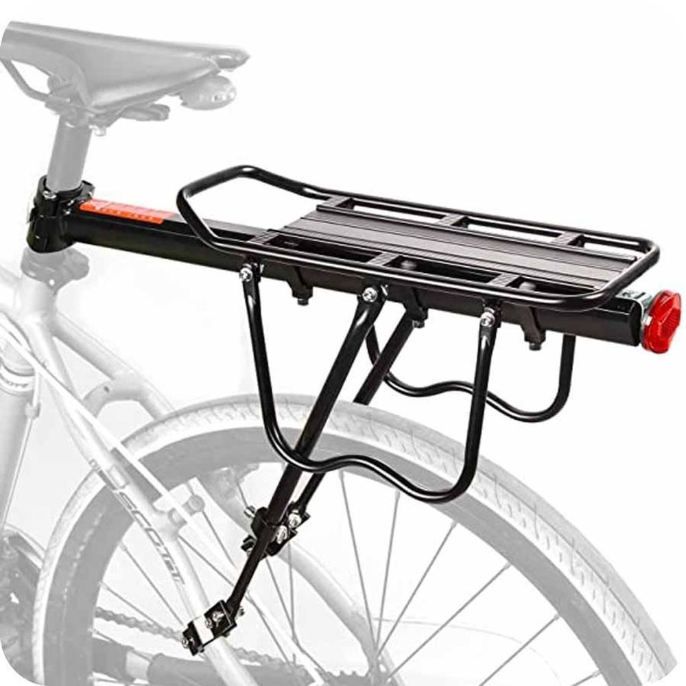 MUNDO® Bagażnik rowerowy [24"-29"] Max 50 kg - Regulowany bagażnik rowerowy ze stopu aluminium z odblaskiem - Bagażnik rowerowy