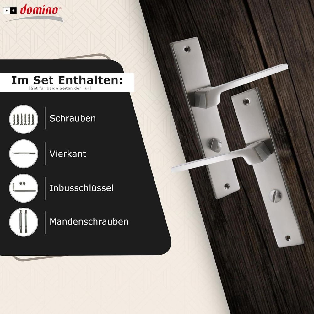 DOMINO Türgriff Drückergarnitur WC -Badezimmer Set | Rund-Rosette | Türklinke für Bürotür, Kellertür & Innentür | Aluminium | Bronze Farbe | TIPO-R M3