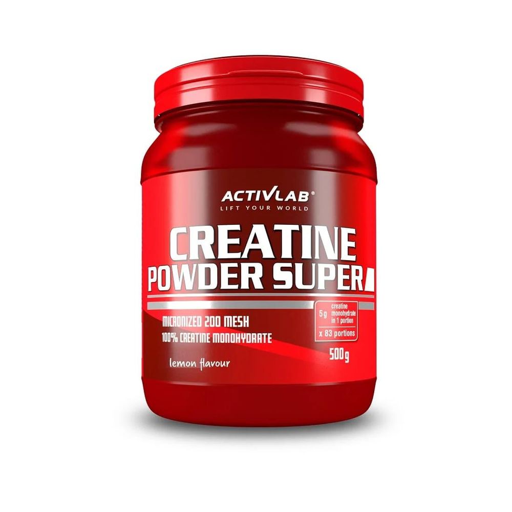 Activlab Creatine Powder Super 500 g, Zitrone, 100% Kreatin Monohydrat, 5000 mg Kreatin pro Portion, 200 Mesh, Muskelaufbau