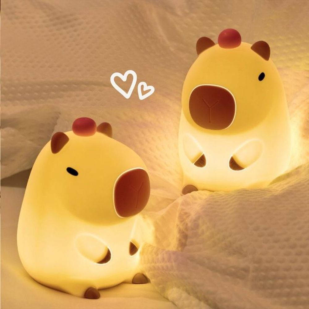 Forever Light Nachtlicht, Silikon-Nachtlicht dimmbar, Capybara-Licht, USB wiederaufladbares Nachtlicht, Touch-Timing, Einschlafhilfe