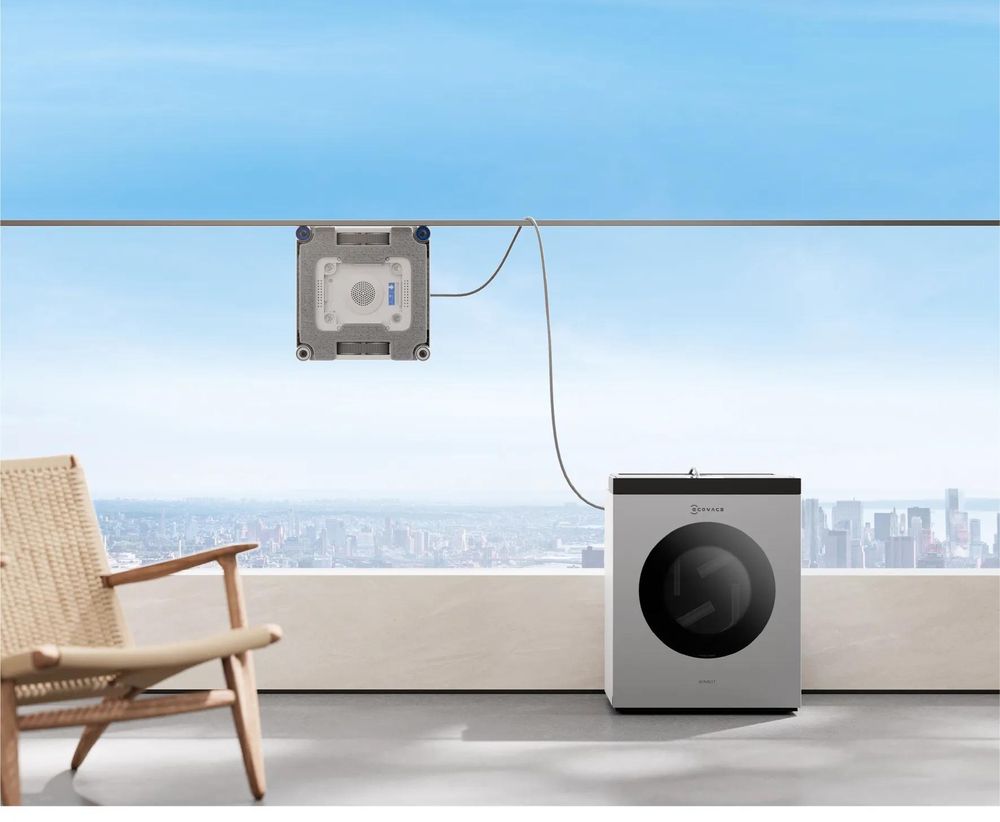 ECOVACS WINBOT W3 OMNI Fensterputzroboter mit Multifunktionsstation mit 2pcs Original Fensterreinigungsflüssigkeit, App-Steuerung