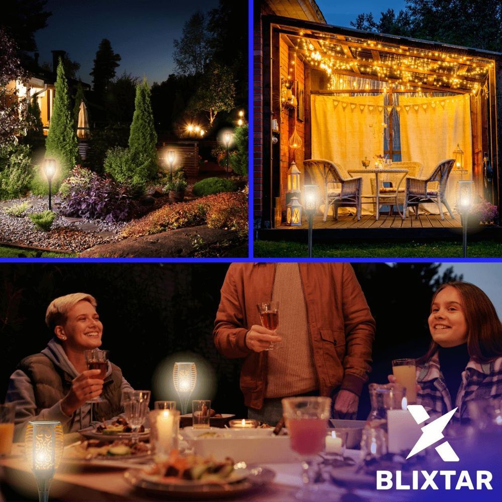 Solarlampe für den Garten 33 LED, Fackel Gartenfackeln mit Realistischer Flammeneffekt IP65 BLIXTAR
