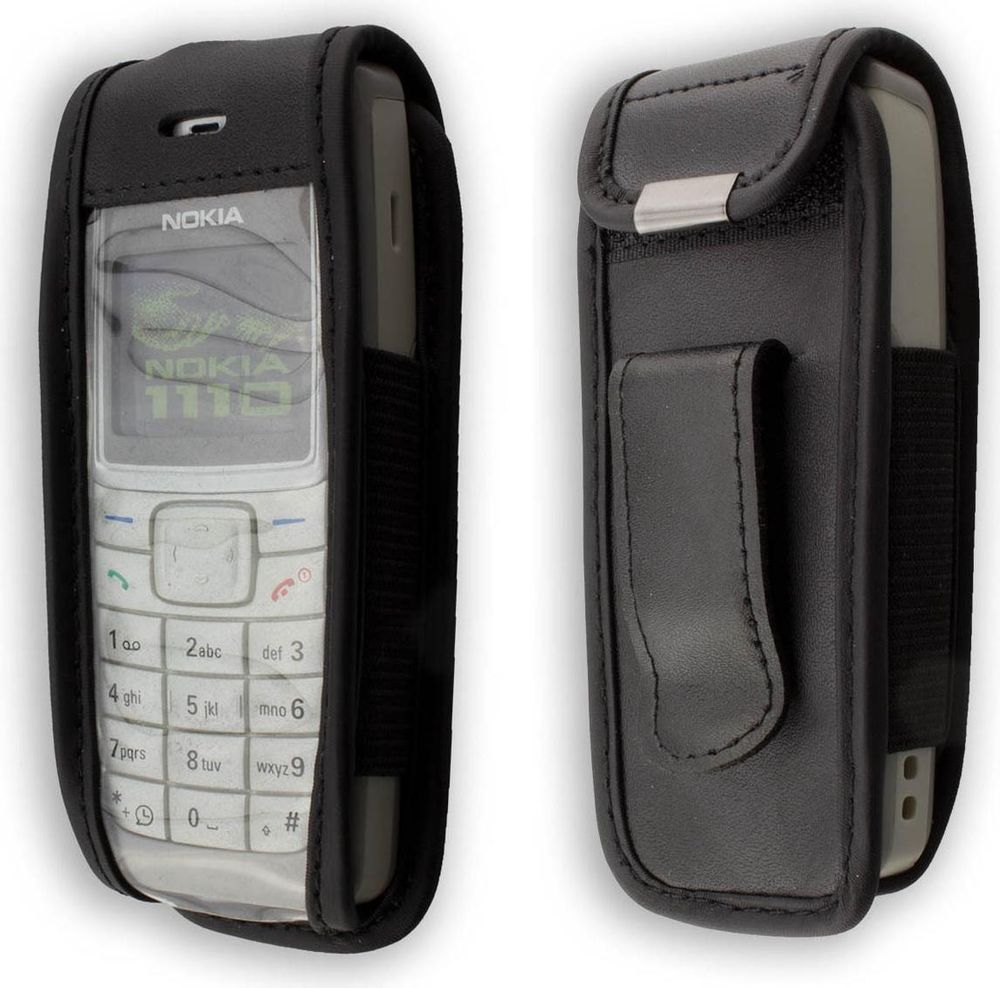 caseroxx Ledertasche mit Gürtelclip kompatibel mit Nokia 1110 / 1110i / 1112 aus Echtleder, Tasche mit Gürtelclip und Sichtfenster