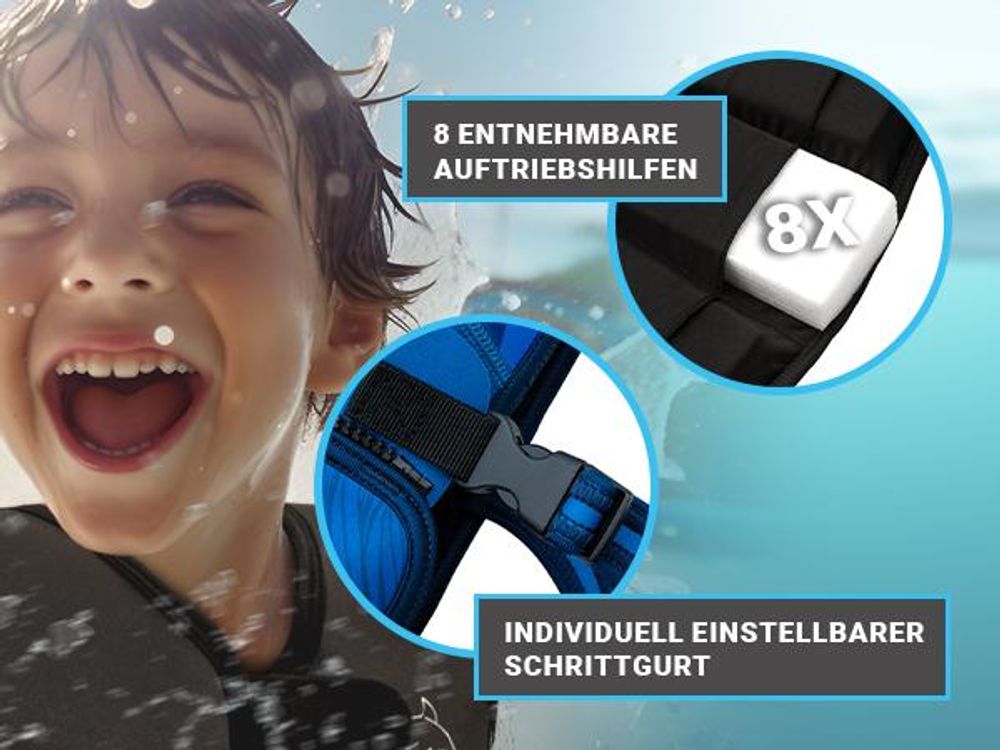 Bluemarina Kinder Schwimmhilfe | UV-Schutz - Schrittgurt - Neopren Weste - Auftrieb EPE-Schaum - Doppelnaht - Für Jungen und Mädchen (Mermaid S)