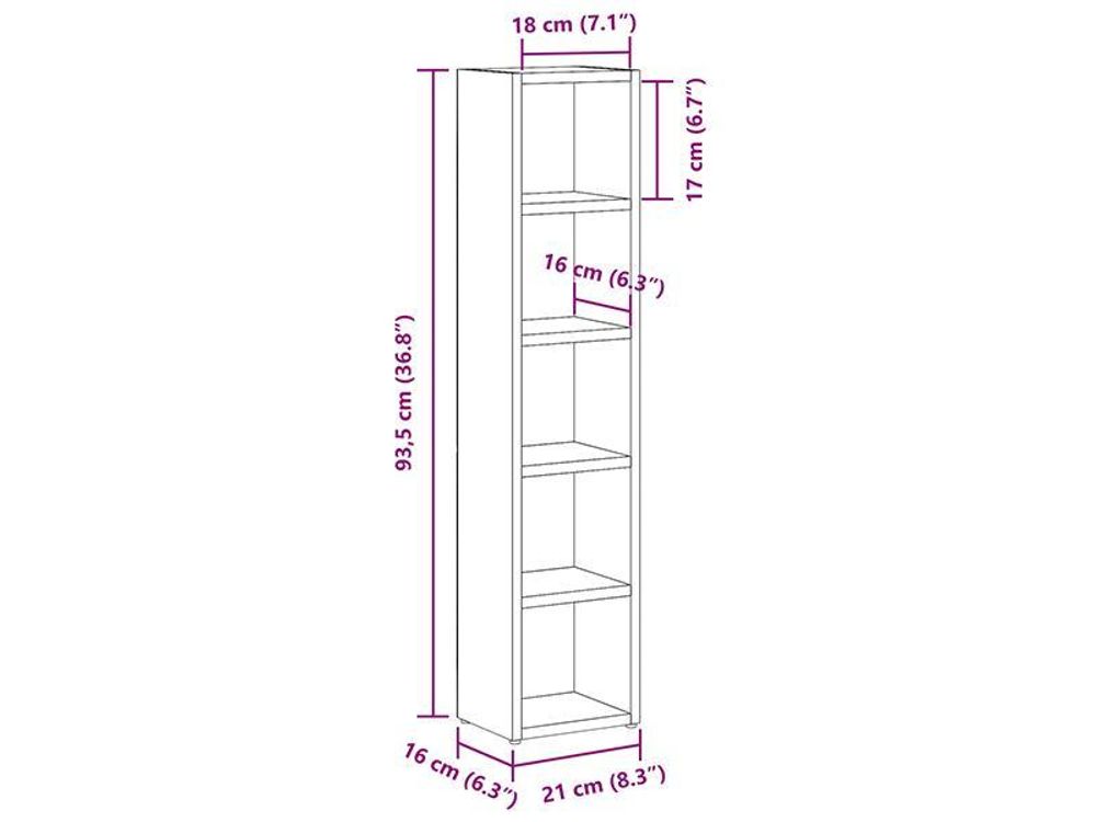 vidaXL CD-Regale 2 Stk. Sonoma-Eiche 21x16x93,5 cm Holzwerkstoff