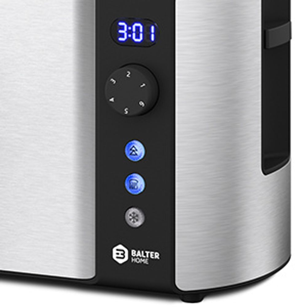 Balter toaster TS-04-LCD 4 scheiben 1.5W|Sandwichtoaster mit LCD-Display und Restzeitanzeige|toaster edelstahl|langschlitztoaster mit Auftau und Aufwä