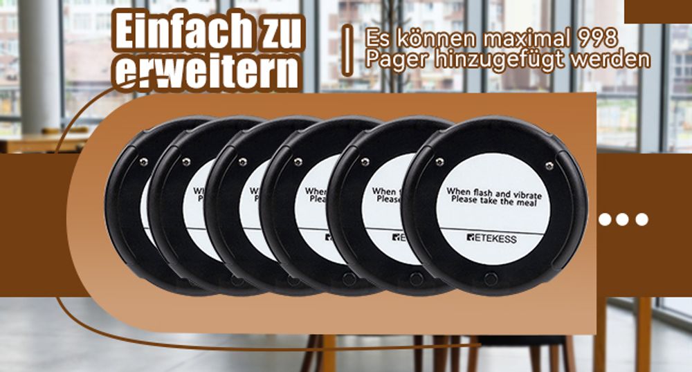 Retekess TD163 Restaurant Pager System, Pager Rufsystem, 400M, 31 Anrufmodi, 20H Standby, Gästerufsystem für Hotel, Bars, Clubs(20 Pager)