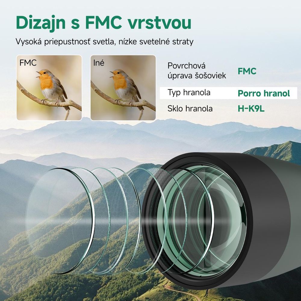 Svbony SV28 25-75x100mm pozorovací ďalekohľad, veľké zorné pole, H-K9L Porro Prism FMC, ďalekohľad s adaptérom pre mobilný telefón a puzdrom na statív