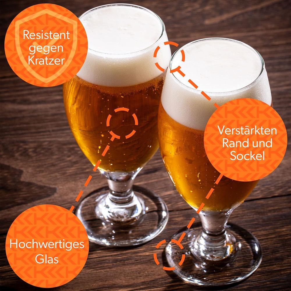 KADAX Biergläser Set "Forio", Bierseidel aus Glas, Bierglas, Transparent, 400 ml, 6 Stück