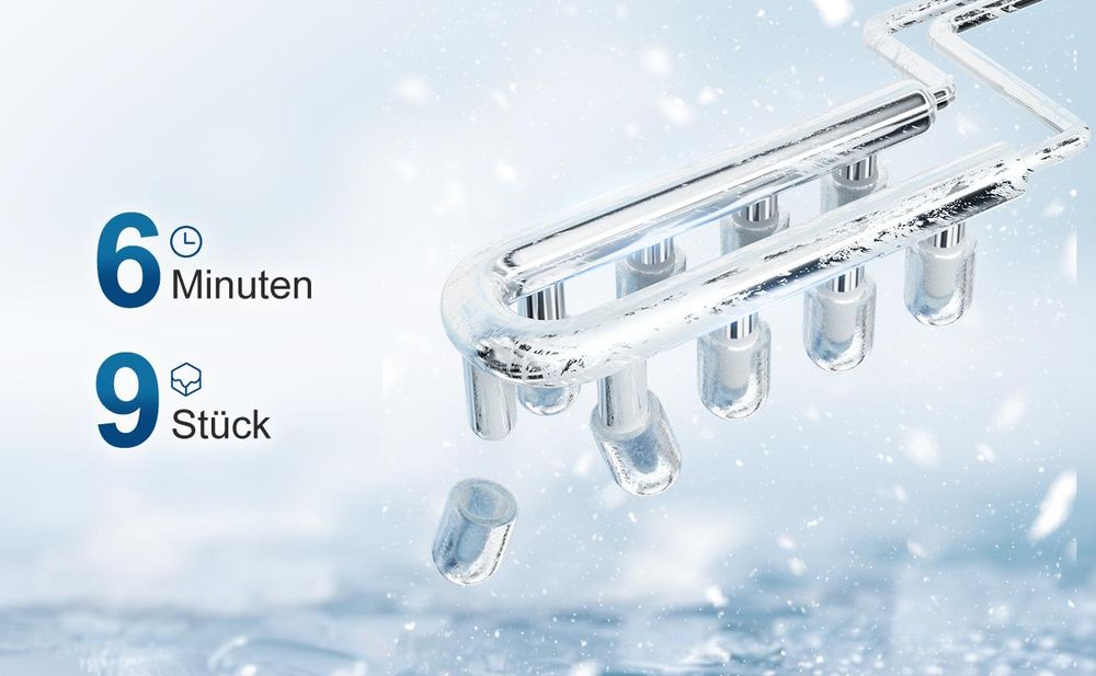 Fatabeta Eiswürfelmaschine 1,2L Eiswürfelbereiter 2 Eisgrößen 9 Eiswürfel in 6 Min, 12kg/24h, LCD Display, leise Eiswürfel Maschine