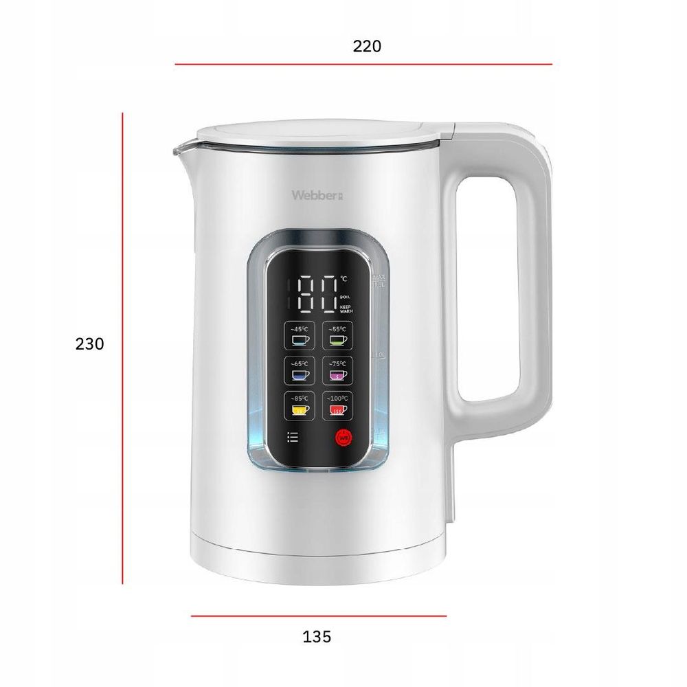Technische Daten des Webber ELIYA WK110 Wasserkochers.