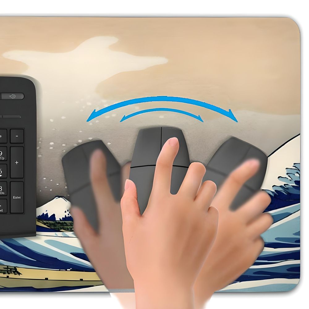 Mauspad XXL Gaming 900x400 mm Groß Tischunterlage Large Size Spezielle Oberfläche Schreibtischunterlage Verbessert Präzision Japanische Welle vor Kanagawa Retoo