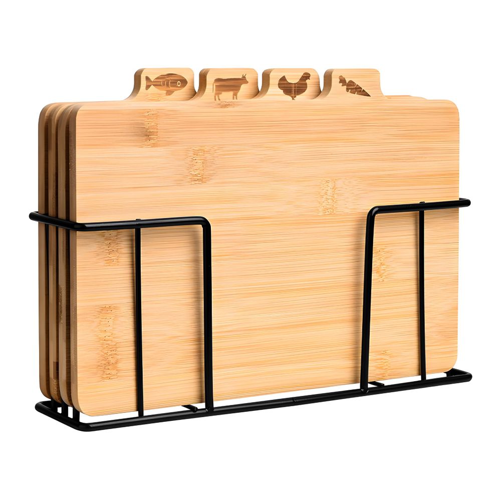 4er Schneidebrett-Set Bambus Schneidebrett Küchenschneidebrett Schneidebrettchen Lebensmittelecht Küchenbrett Kochen Holz Retoo