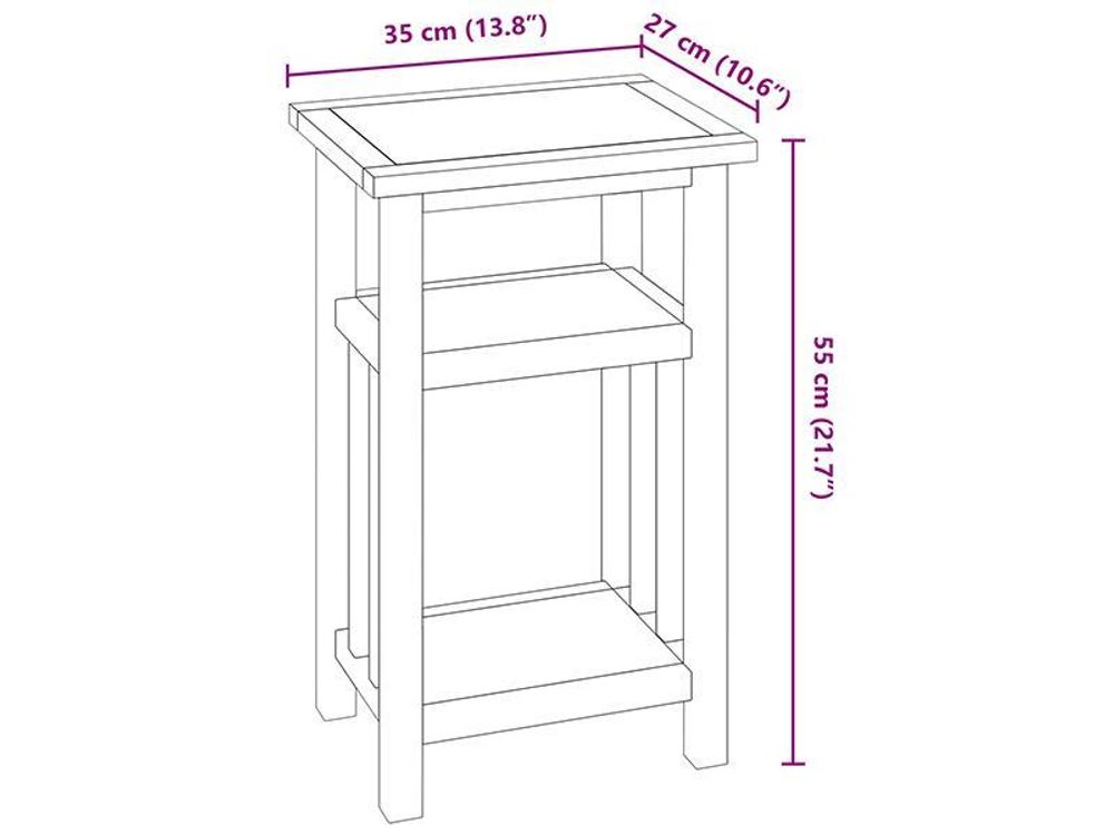 vidaXL Beistelltisch mit Zeitungsablage 27x35x55 cm Massivholz Eiche