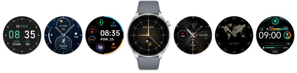 Smartwatch Forever Grand SW-710 pour Homme, 1,45", Argent, Tracker d'Activité, Verre Trempé, Étanche IP67, 100 Modes Sportifs, 2 Bracelets inclus