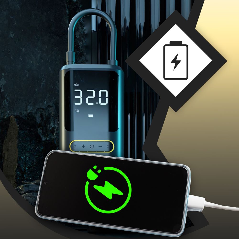 Elektrische Luftpumpe mit 4000mAh Akku und LED Licht, Elektrischer Luftkompressor für Auto, Fahrrad, Ball, USB LCD Display, max 150 PSI, USB-C Retoo