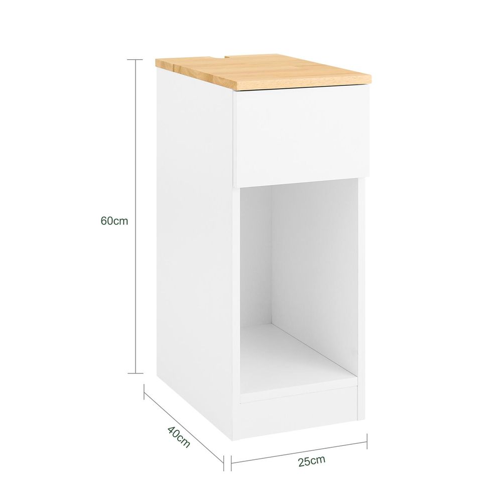 SoBuy Nachttisch schmal Nachtschrank Beistelltisch mit Schublade und Ablage Nachtkästchen Nightstand für Schlafzimmer Wohnzimmer Weiß FBT111-II-WN