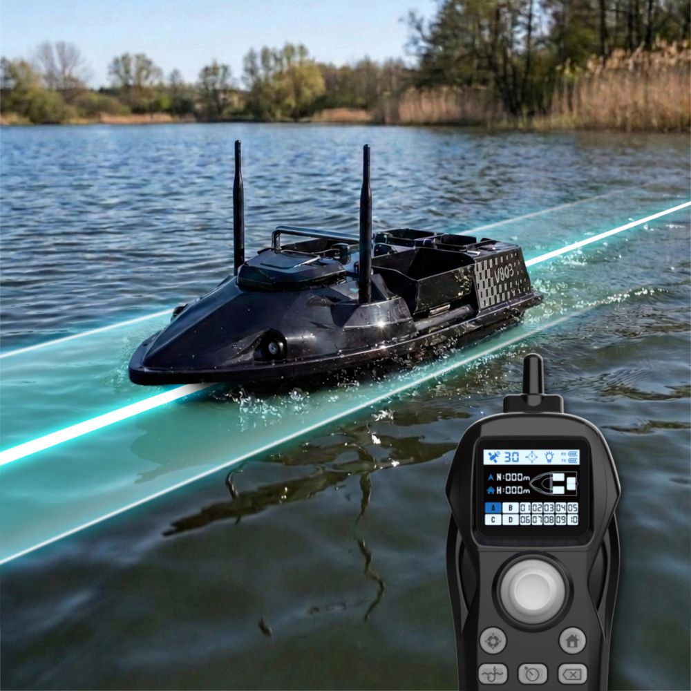 Łódka Zanętowa GOMEDIA V803 GPS 4 Podajniki 3kg Pilot 500m 15km/h 2 Baterie