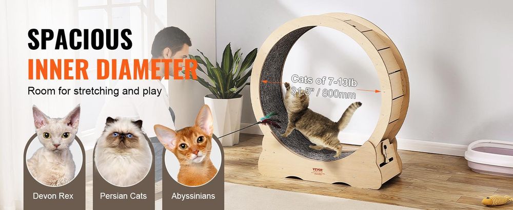 VEVOR Katzen-Laufrad, großes Katzenlaufband für Hauskatzen, 91 cm Katzen-Laufrad zum Laufen/Gehen/Trainieren, geeignet für die meisten Katzen bis zu 6 kg