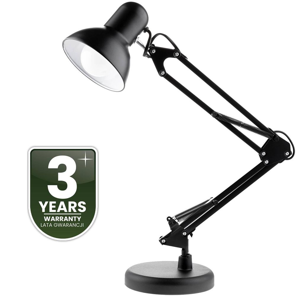 LUMILED Schreibtischlampe klassisch Leselampe Schwarz Tischleuchte Tischlampe Verstellbarer Arm mit E27 Retro aus Metall Schreibtischleuchte