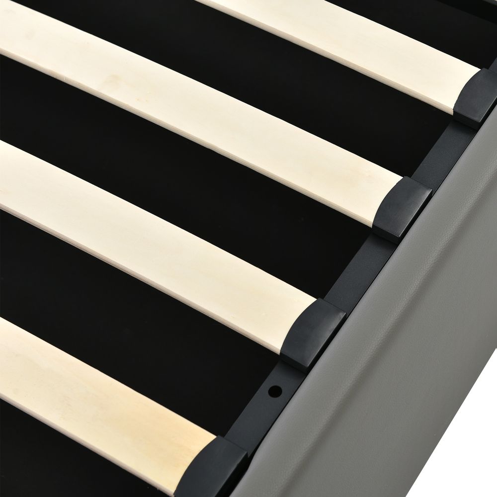 MODFU Boxspringbett 140x200cm Polstebett Doppelbett mit LED-Beleuchtung,Stauraumbett Bettgestell mit Bettkasten & Lattenrost,Grau (ohne Matratze)