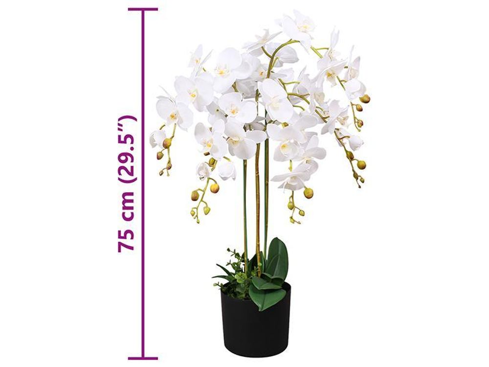 vidaXL Orchidée artificielle avec pot 75 cm blanc
