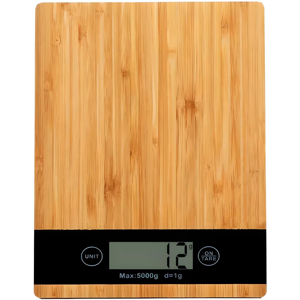 Digitale Küchenwaage bis 5kg Tragkraft mit gehärtetes Glas Digitalwaage Zuwiegefunktion LCD-Anzeige Haushaltswaage Tara Essenswaage Bambus Retoo