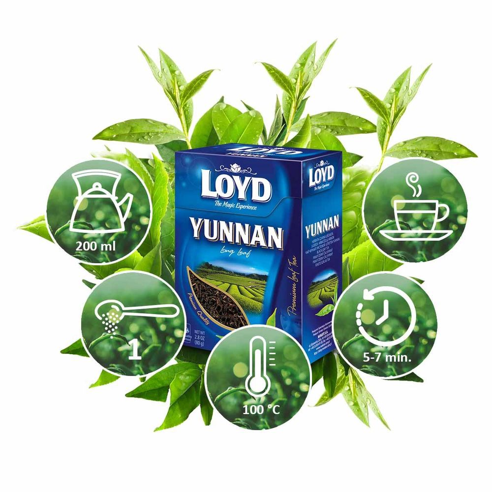 Loyd Yunnan Herbata Czarna Liściasta Chińska Głęboki Smak i Aromat Premium Leaf Tea 80g