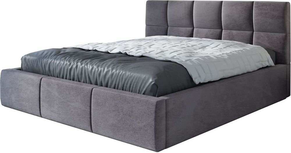 Polsterbett CARLOS 180 x 200 mit Matratze und Bettkasten. Farbe: Grau