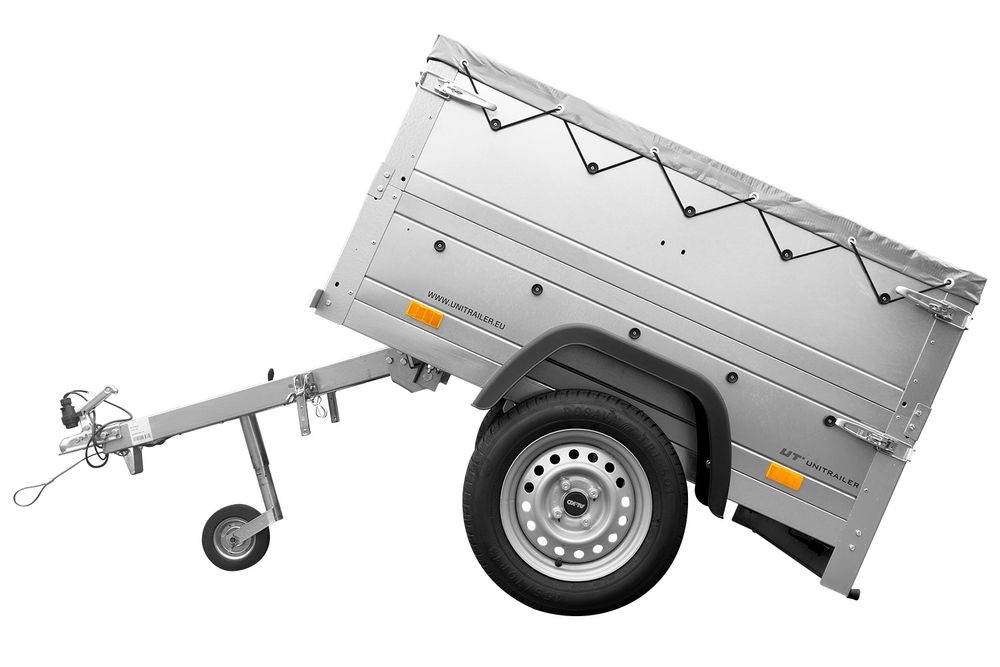 Pkw Anhänger Neu GARDEN TRAILER 150 KIPP mit zusätzlichen Bordwänden, Stützrad und grauer Flachplane