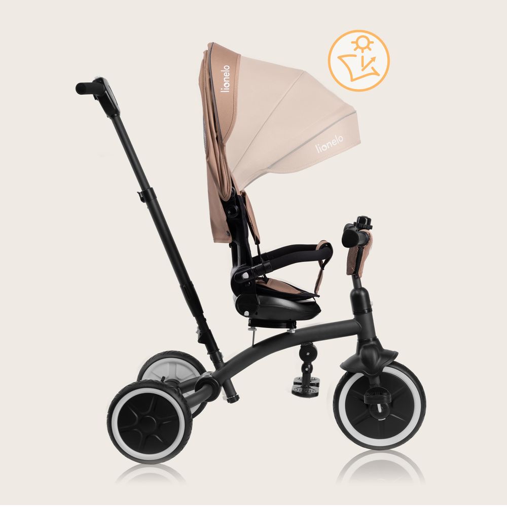 Lionelo Tris Plus dreirad laufrad bis 25 kg Kinderdreirad Lenkstange Baby Kinderwagen Montage ohne Werkzeug - Beige