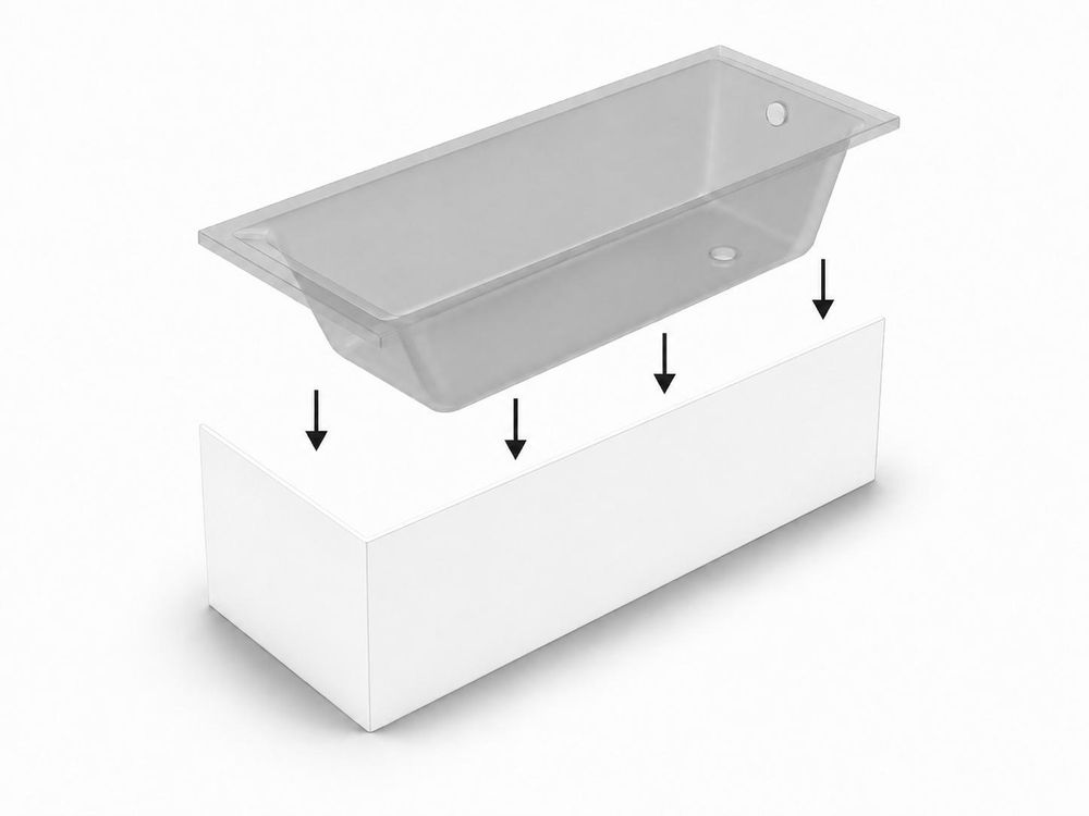 AQUA for you | Badewanne - KRONOS SQUARE - Rechteckbadewanne – 160x70 cm - Universal - Weiß - mit Verkleidung, Siphon, Füßen