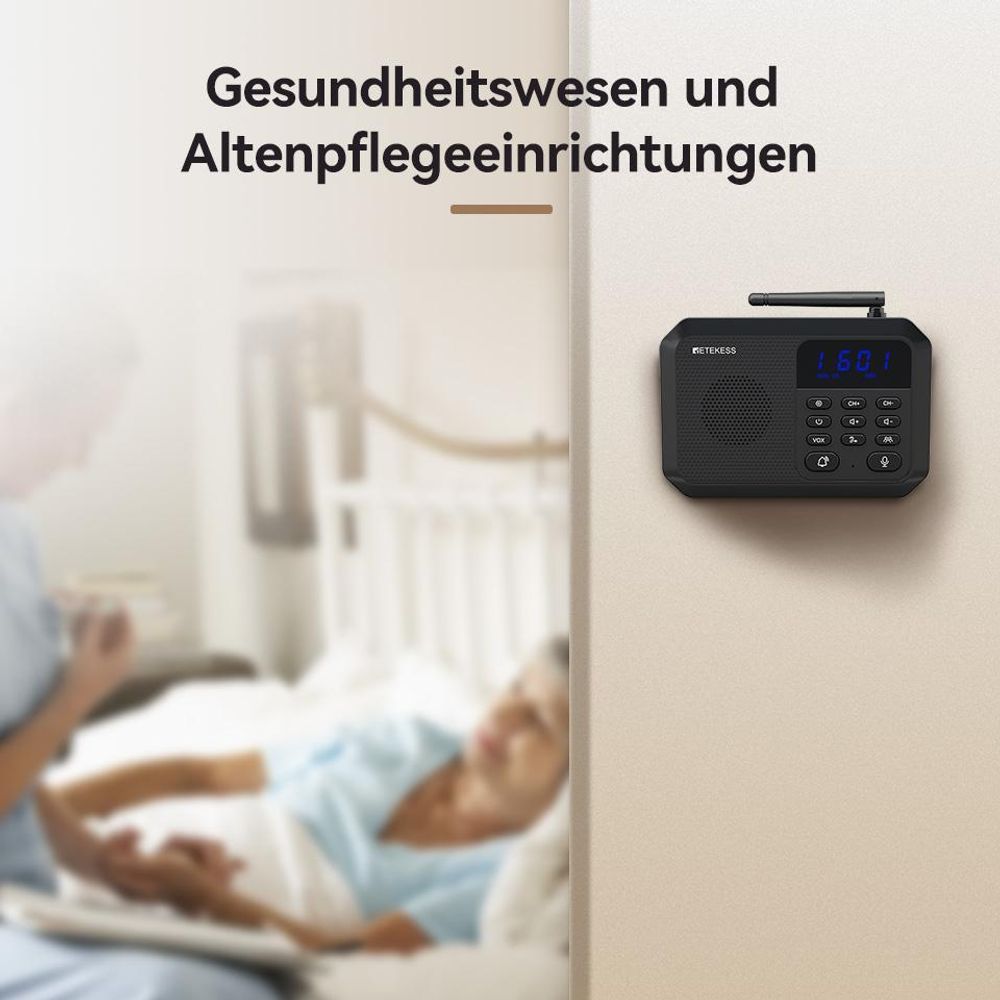 Retekess TH201 Gegensprechanlage, Drahtlose Gegensprechanlagen Für Zuhause, Reichweite 2 km, Bis Zu 99 Nebenstellen, 8-Stufige Lautstärkeregelung