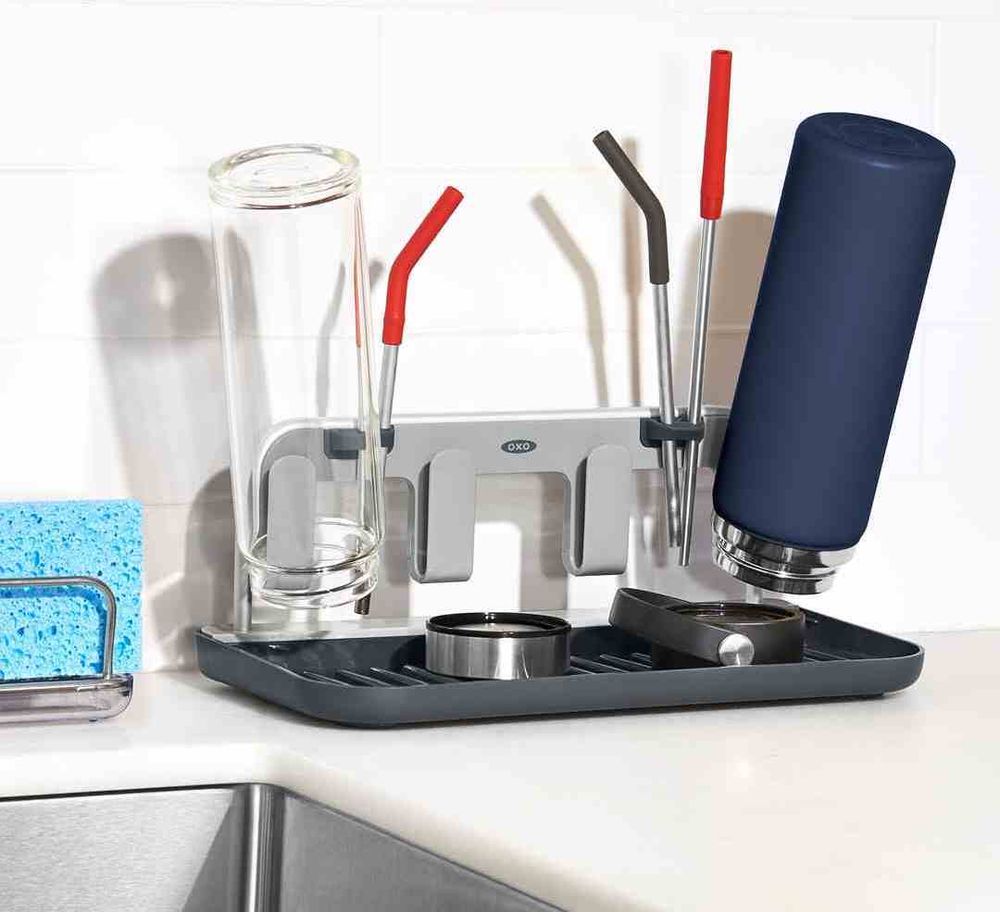 OXO Good Grips Flaschentrockengestell/Flaschenhalter mit Aluminiumrahmen, grau